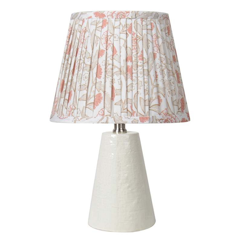 Grey Ceramic Small Table Lamp with Pleated Patterned Shade, 15" | At Home