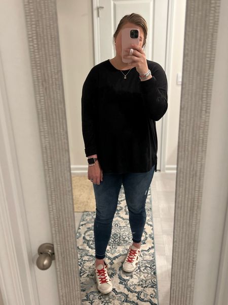 These are my first pair of Spanx jeans/jeggings….and I’m impressed! 

Top: XL - Time and Tru 
Bottoms: L - Spanx 
Shoes: 8.5 - Dolce Vita 

#LTKstyletip #LTKfit #LTKcurves