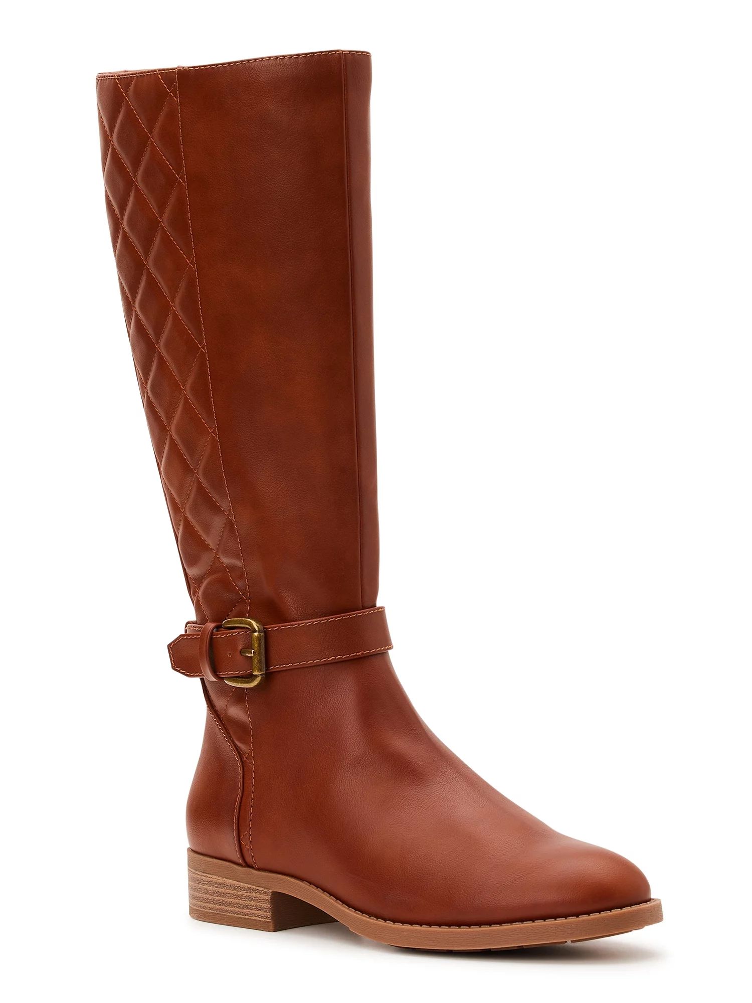 Time and Tru Women’s Quilted Riding Boot - Wide Width | Walmart (US)