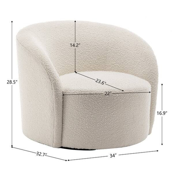 KINWELL 34" W Upholstered Boucle Swivel Barrel Chair - Cream | Bed Bath & Beyond