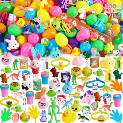 Syncfun 200 Pcs Prefilled Easter Eggs With Toys Plus Stickers, Easter Eggs Filled With Assorted Toys For Easter Eggs Hunt, Easter Basket Stuffers Fill | SHEIN