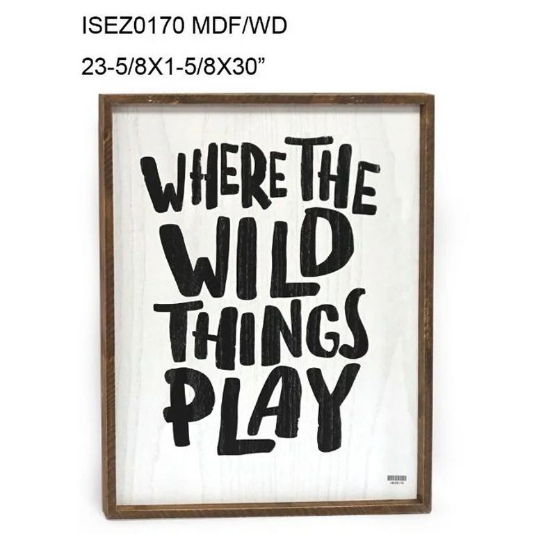 Set of 2 Black and White "WHERE THE WILD THINGS PLAY" Contemporary Wall Signs 30" | Walmart (US)