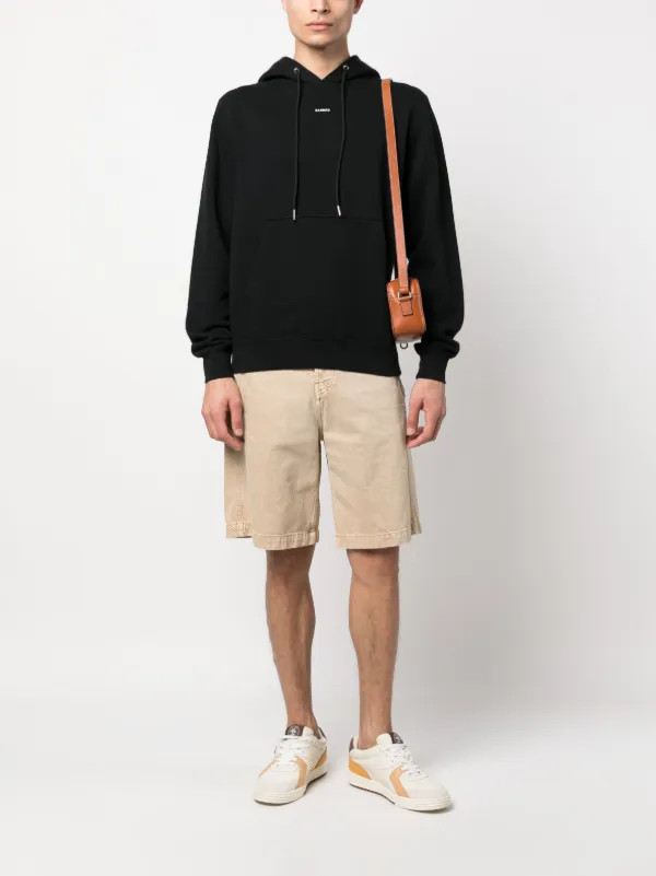 SANDRO logo-print Organic Cotton Hoodie | Black | FARFETCH LV | Farfetch Global