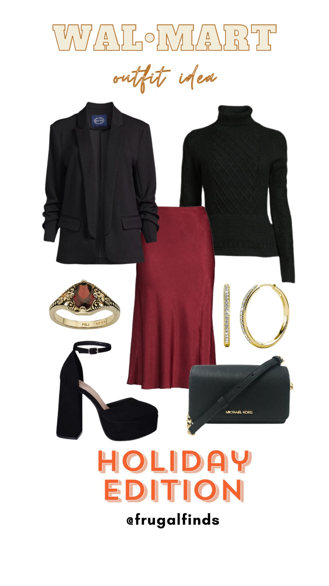 I couldn’t wait to share this skirt. The color, the fabric, the length—how cute is it for the holidays? Everything that makes up this outfit is from Wal-Mart! It’s so much fun to dress up for the holiday season, but it’s not fun going broke to look good. So I found some affordable alternatives so you can look good *and* save a buck. Thank me later 😉

#LTKstyletip #LTKfindsunder50 #LTKHoliday