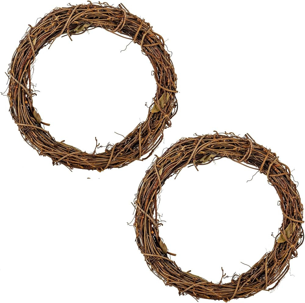 Grapevine Wreaths Set of 2 Pack 10 Inch Natural Grapevine Wreaths Vine Branch Wreath Christmas Ra... | Amazon (US)
