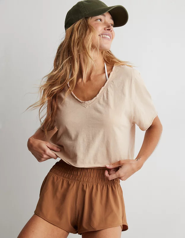 Aerie Cropped Beach T-Shirt | Aerie