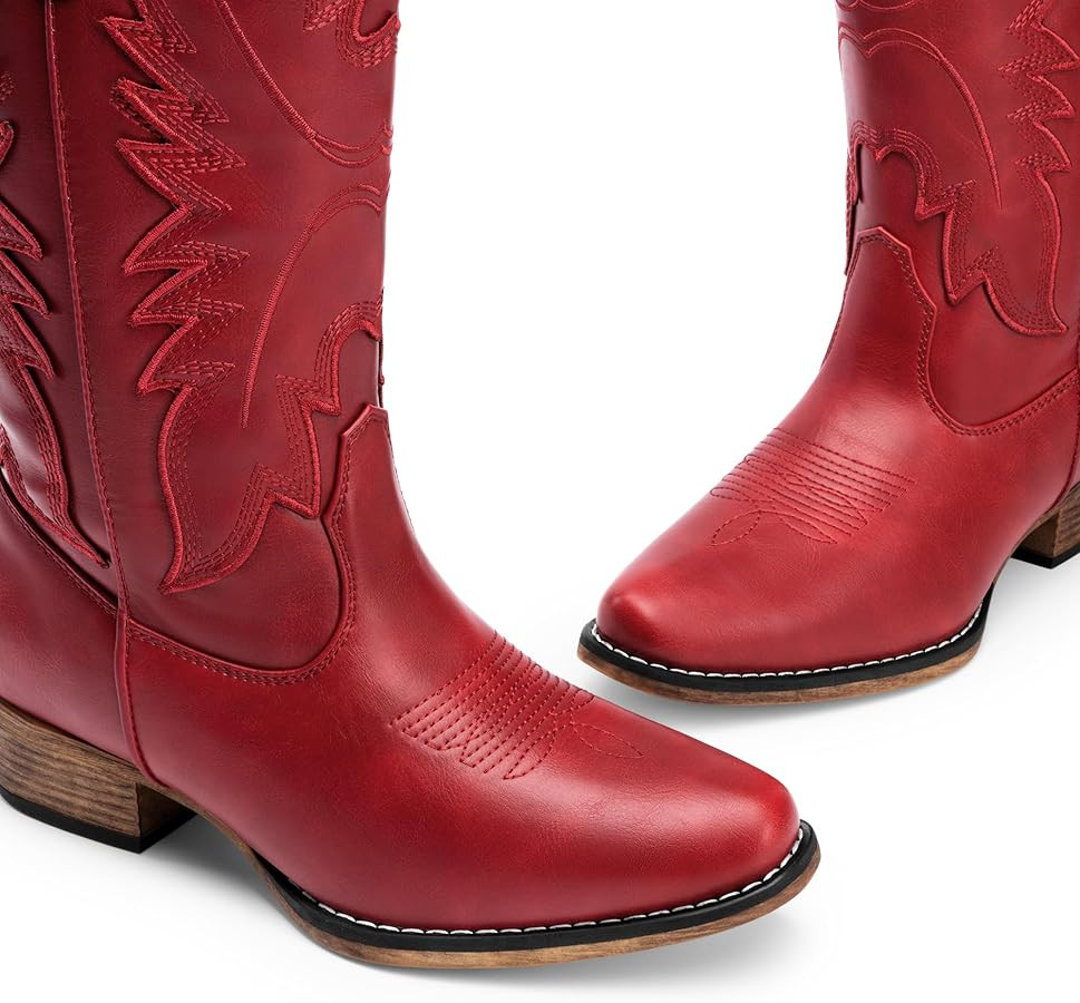 DREAM PAIRS Cowboy Boots for Women Cowgirl Western Mid Calf Boots Snip Toe Embroidered Stitched L... | Amazon (US)