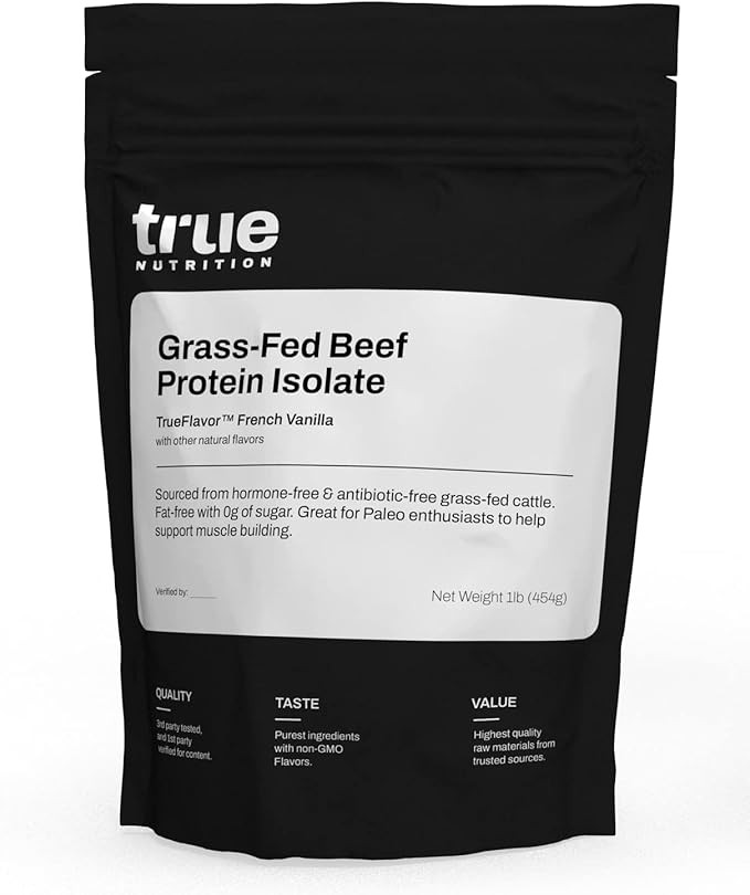 True Nutrition Grass Fed Beef Protein Powder Isolate - 29g of Paleo, Keto, Carnivore Beef Protein... | Amazon (US)