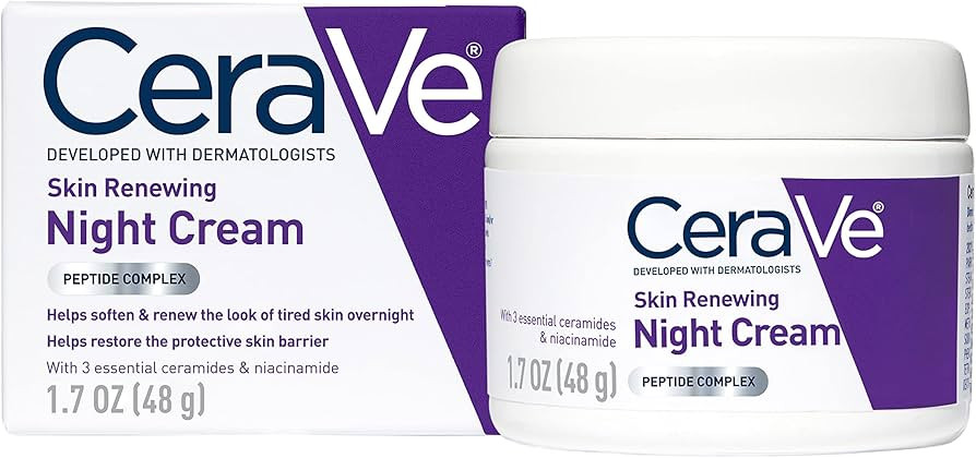 CeraVe Skin Renewing Night Cream, Niacinamide, Peptide Complex, and Hyaluronic Acid Moisturizer f... | Amazon (US)