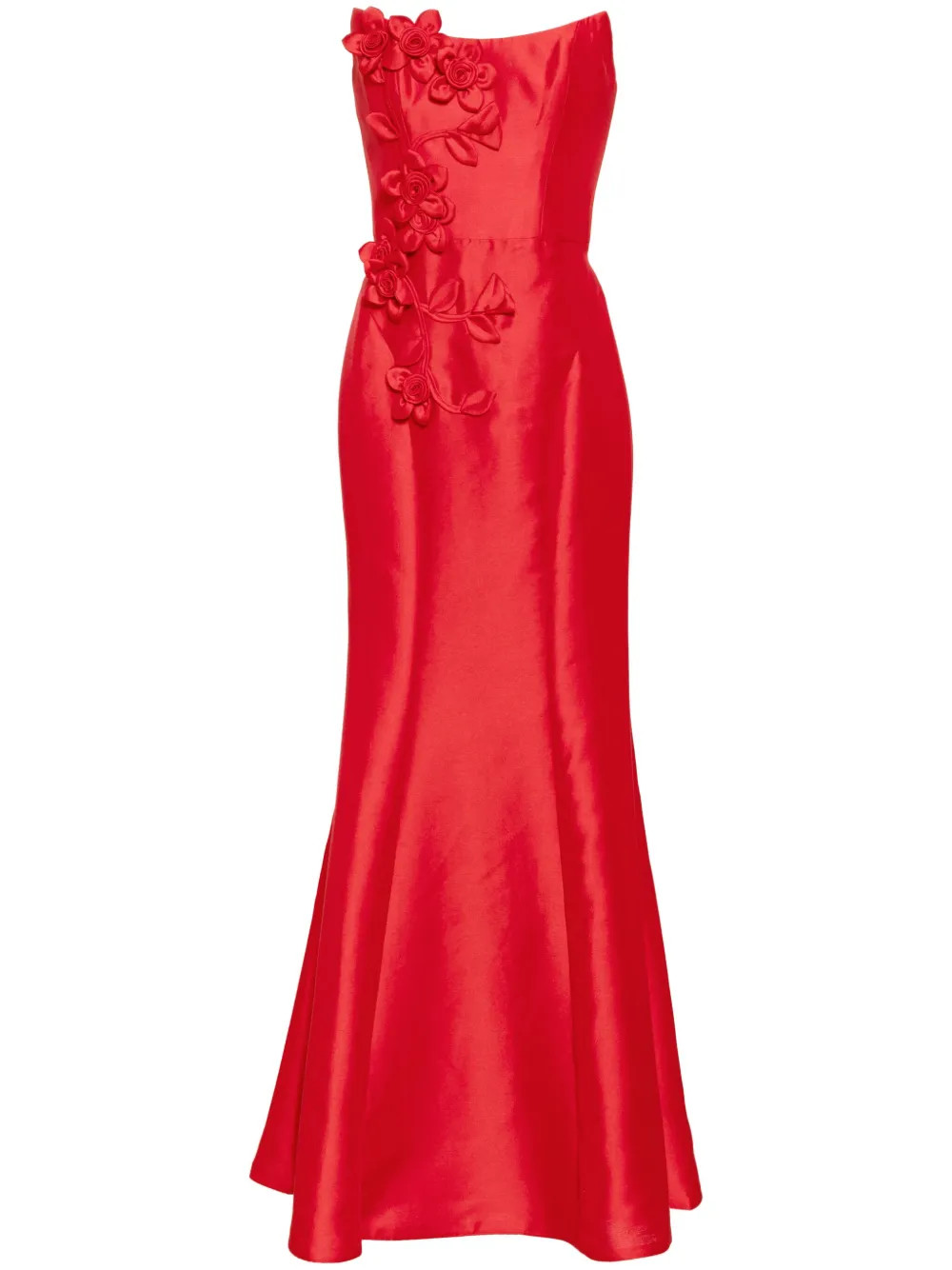 Marchesa Notte Floral Mikado Maxi Dress | Red | FARFETCH | Farfetch Global