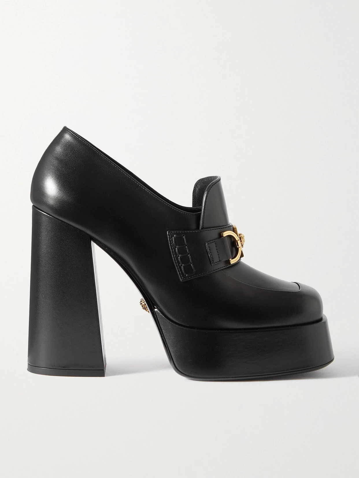 Versace - Embellished Leather Platform Loafers - Black | NET-A-PORTER (US)