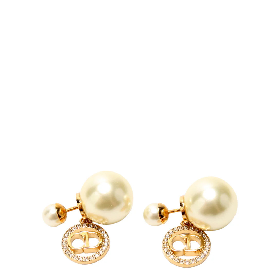 Tribales Resin Pearl Crystal CD Earrings | Keeks Designer Handbags
