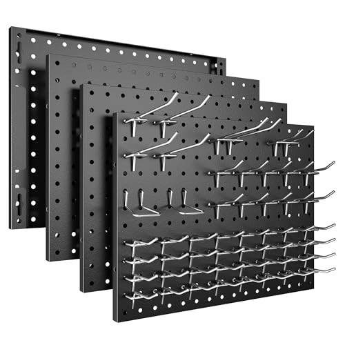 Spampur Peg Board, 4 Pack Metal Pegboard Panels with 50 Hooks, Black Pegboards Wall Organizer, Heavy Duty Peg Board for Walls Home, Garage Tool Storage, Office Organization, Craft Room, Kitchen | Amazon (US)