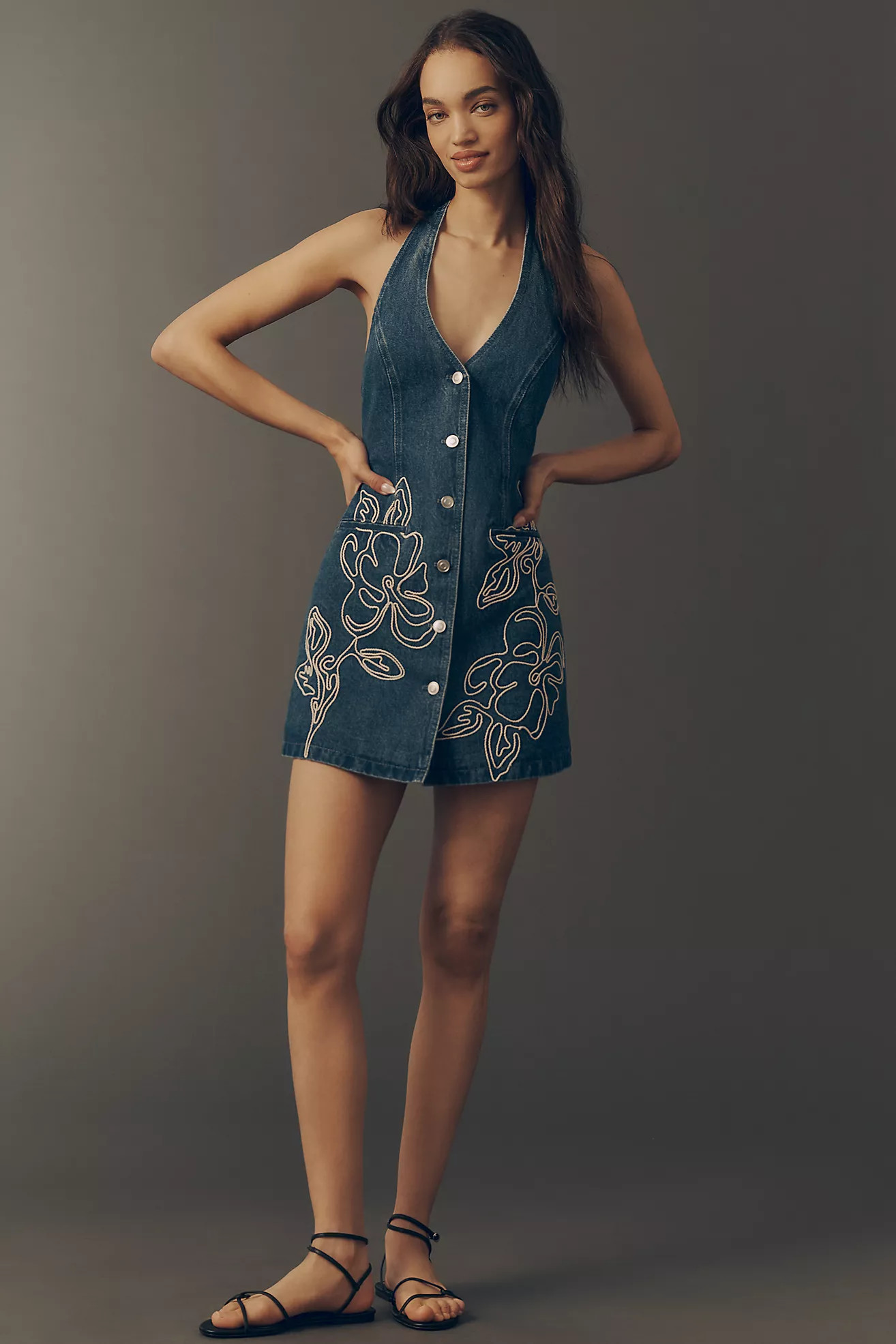 The Wolf Gang Wynn Denim Halter Mini Dress | Anthropologie (US)