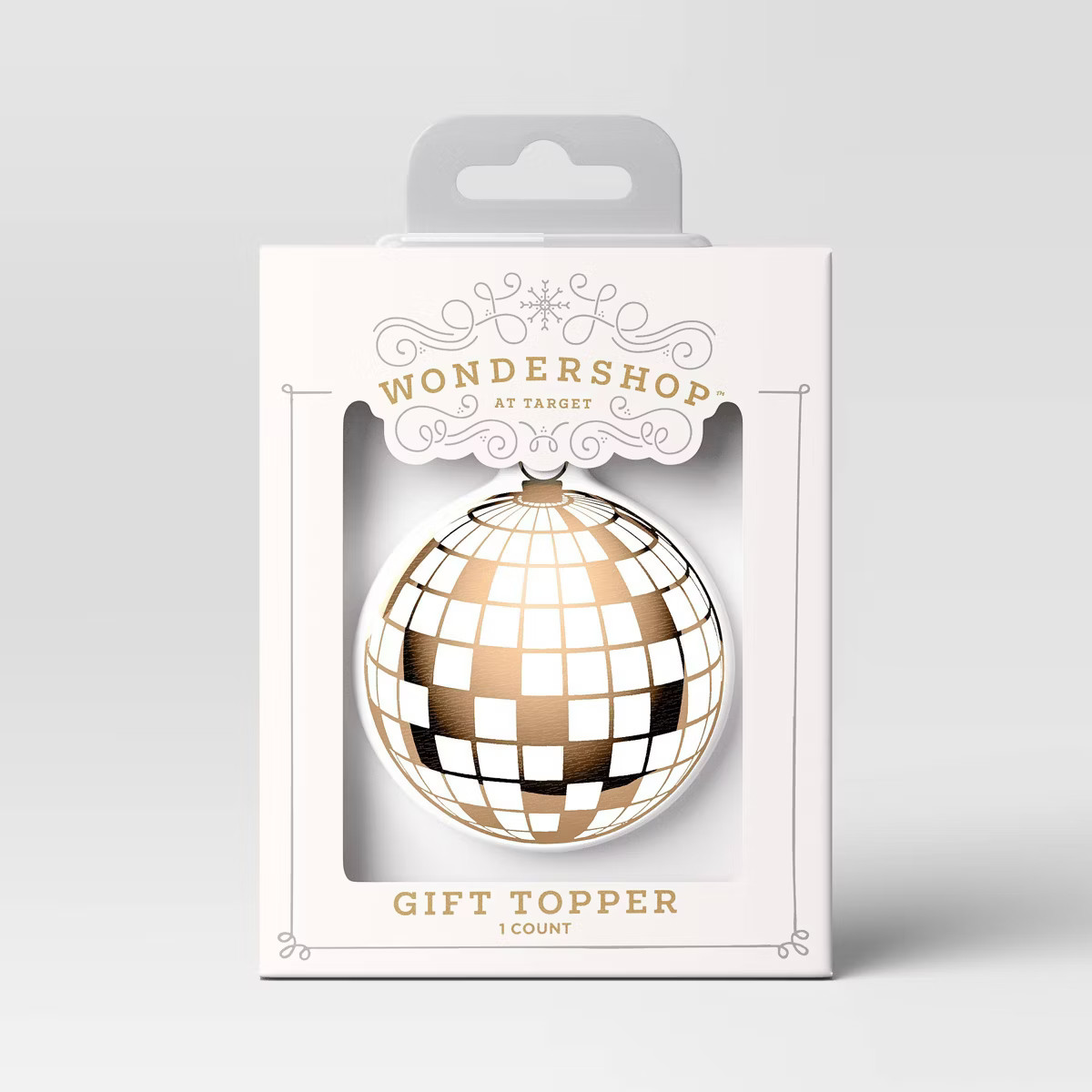 Ceramic Mirrored Ball Christmas Gift Topper White/Gold - Wondershop™ | Target