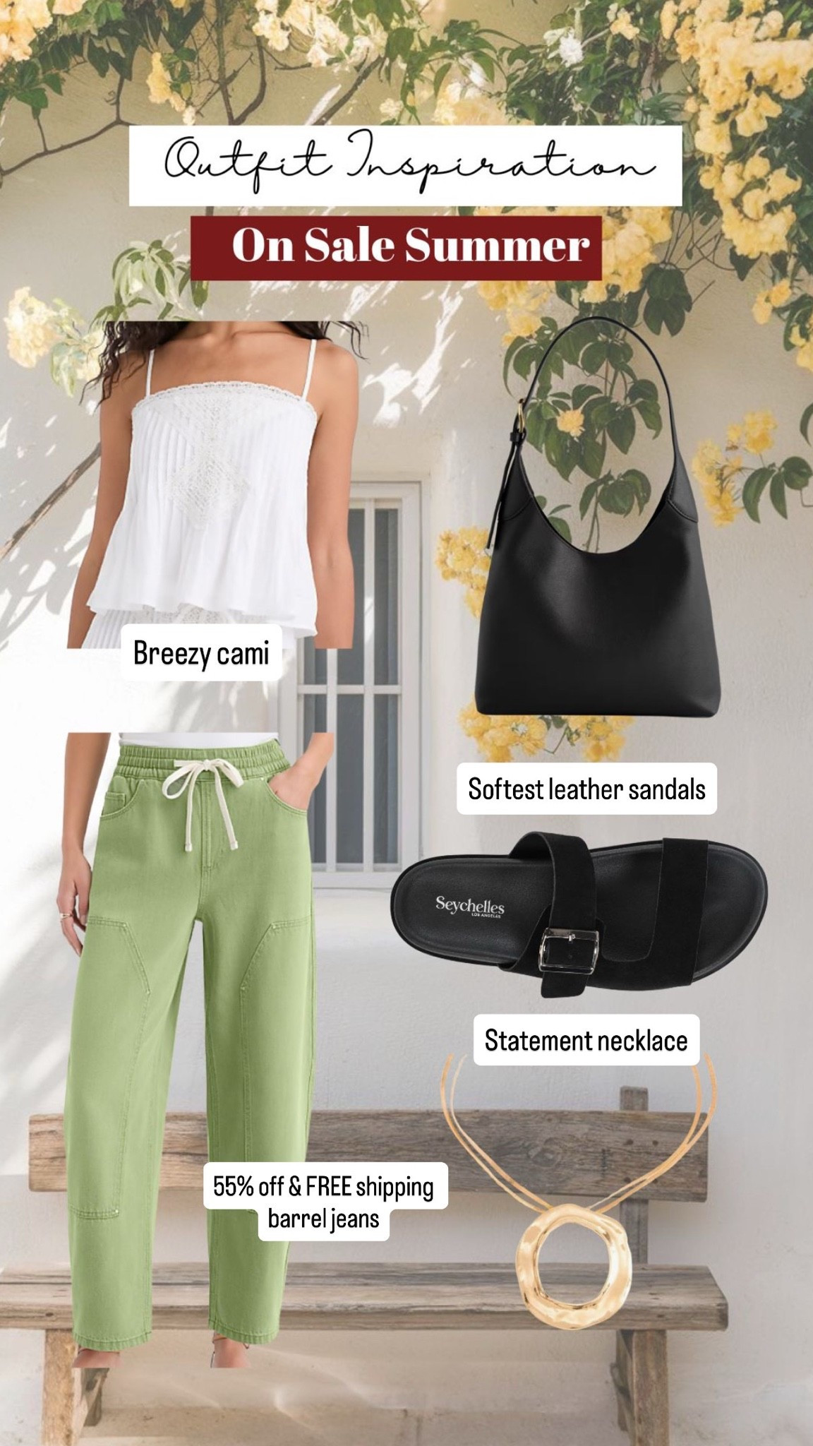 Free shipping & 55% off tie waist barrel jeans wearing 25 reg 
Xs cami on sale 
Size 7 leather sandals

#LTKootd