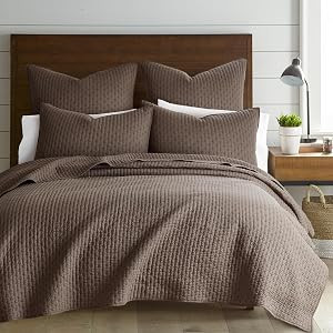 Levtex Home - Cross Stitch Cocoa Quilt Set - 100% Cotton - King/Cal King Quilt (106x92in.) + 2 Ki... | Amazon (US)