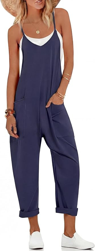 Ekouaer Womens Jumpsuit Sleeveless Casual Summer Overalls Jumpers Spaghetti Strap Baggy Long Pant... | Amazon (US)