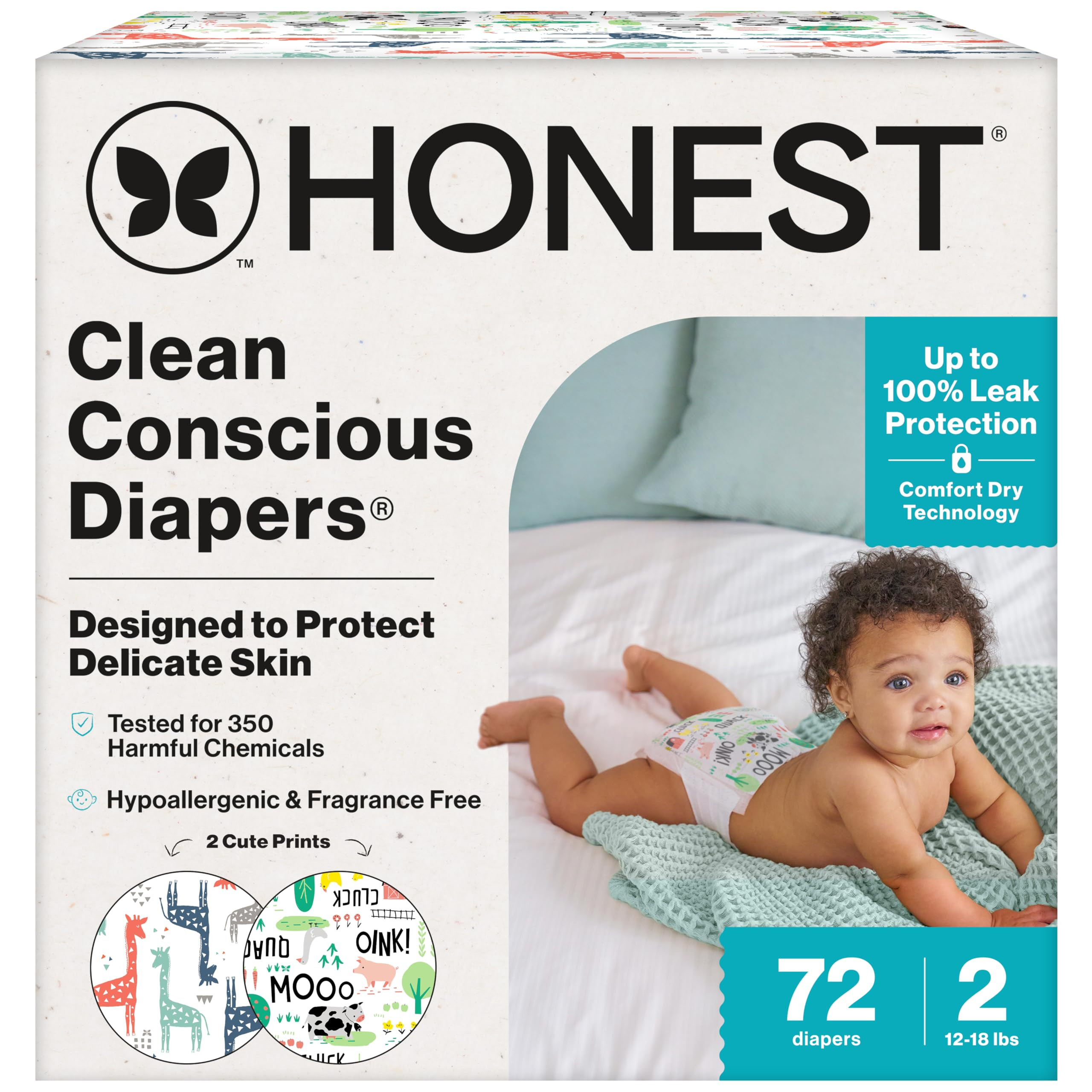 The Honest Company Comfort Dry Disposable Diapers for Sensitive Skin, Hypoallergenic, Fragrance-F... | Amazon (US)