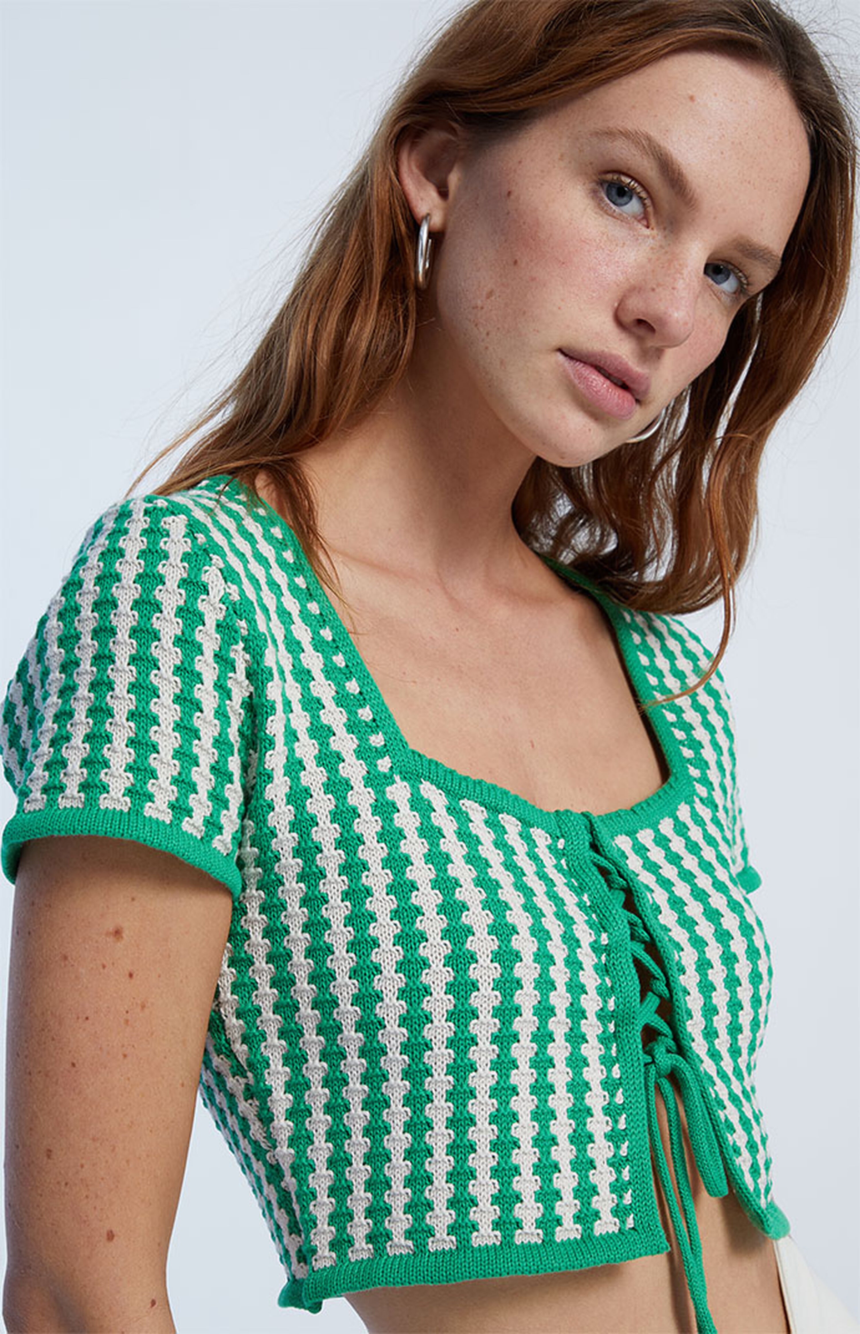 LA Hearts Lace Up Crochet Sweater | PacSun