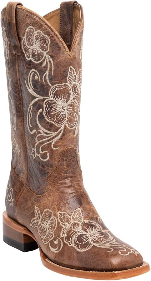 Shyanne Women's Lasy Floral Embroidered Western Boot Broad Square Toe - Bbshysp20l4 | Amazon (US)