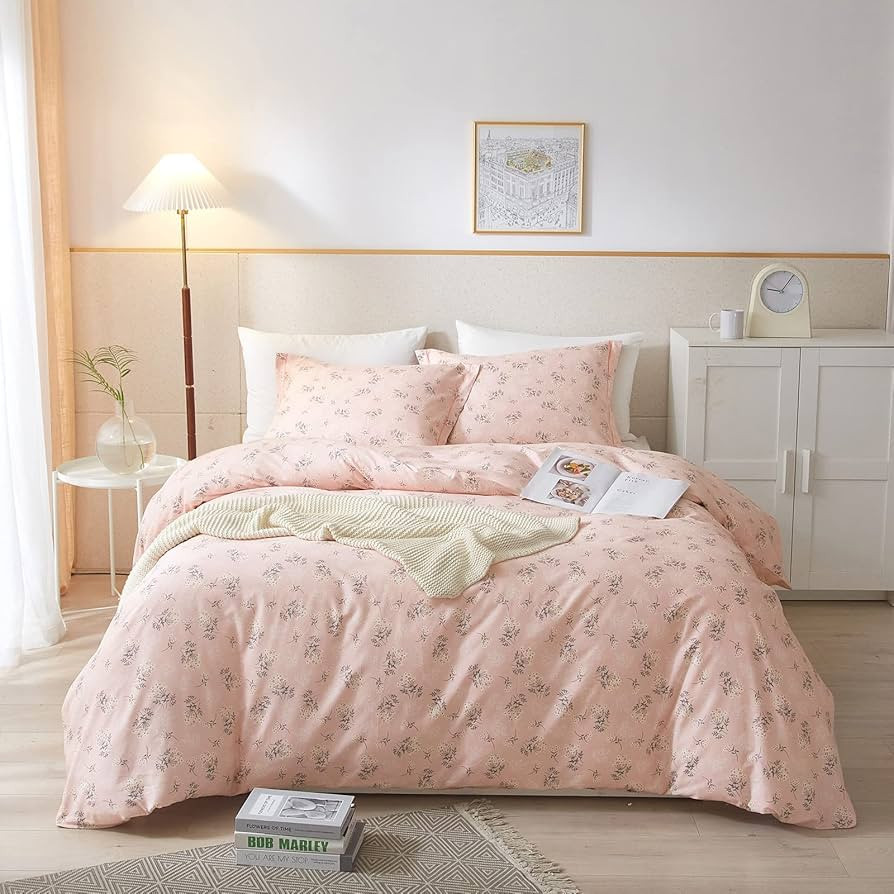 EAVD Boho Floral Full Size Comforter Set for Girls Pink Soft Fluffy Microfiber Chic Garden Pink F... | Amazon (US)