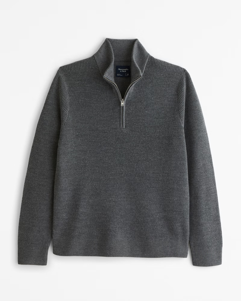 Merino Wool-Blend Quarter-Zip Sweater | Abercrombie & Fitch (US)