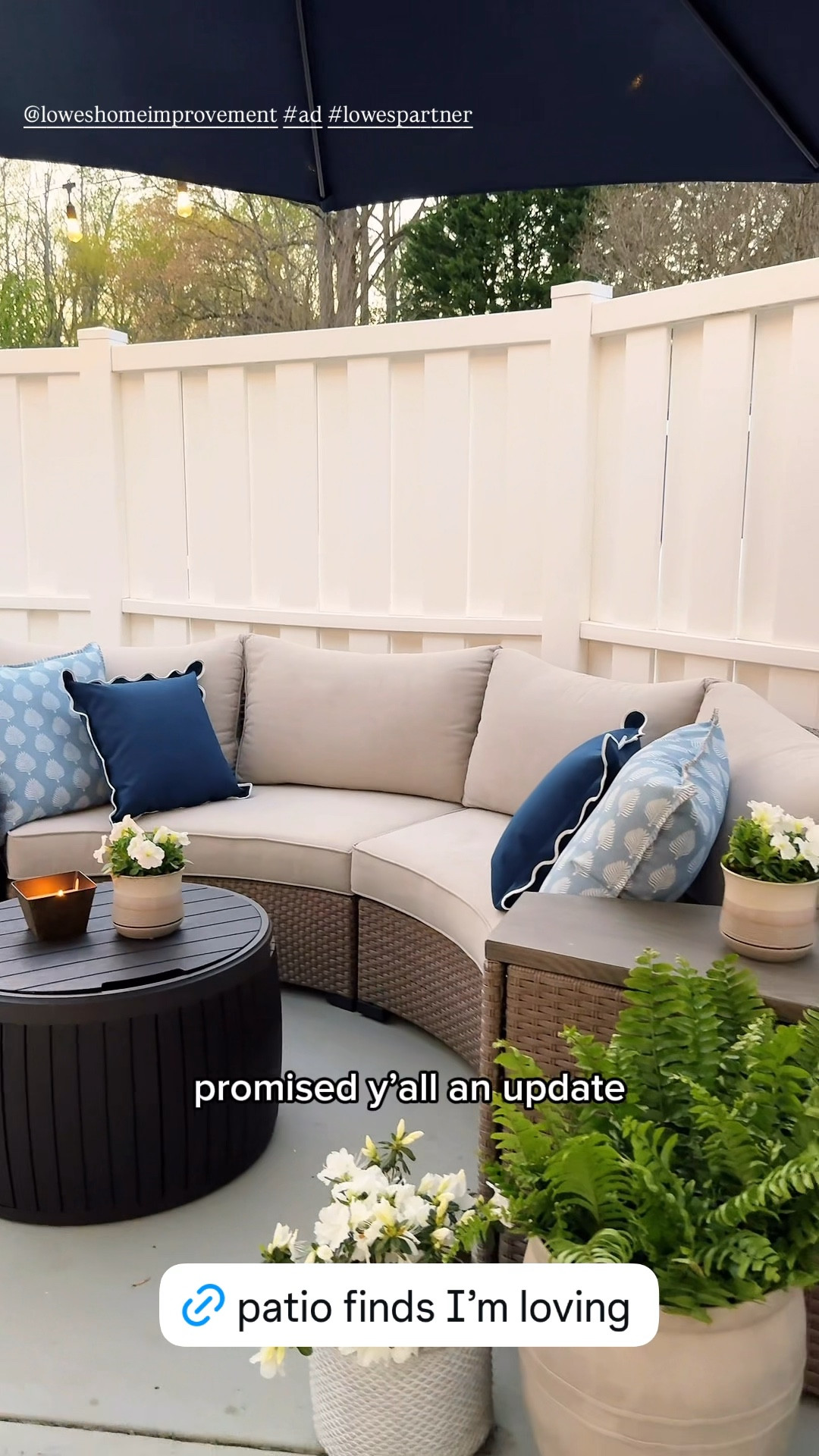 #ad I’ve been sneaking in things the past few years to make our backyard pool deck and patio more functional. We added this outdoor storage ottoman from @loweshomeimprovement to toss pillows in. This outdoor sectional sofa comes with side tables with hidden storage that have been great for storing backyard toys. And I added this cantilever umbrella here for some much needed shade in this corner. #lowespartner

#LTKSaleAlert #LTKSeasonal #LTKHome