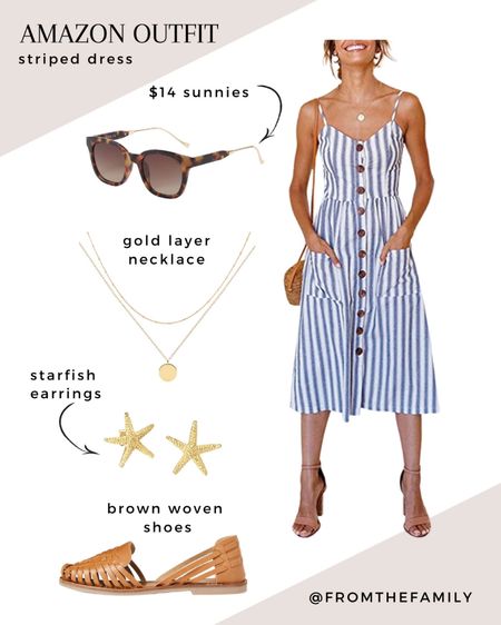 Blue and white striped sundress from Amazon paired with woven neutral and gold accessories. 

#ltkunder100 #ltkspring #StayHomeWithLTK @liketoknow.it #liketkit #LTKunder50 #LTKstyletip, amazon fashion, amazon outfit, amazon finds, amazon home, amazon favorite, spring outfit

#amazonfashion #amazon #amazonfinds #amazonhaul #amazonfind #amazonprime #prime #amazonmademebuyit #amazonfashionfind #amazonstyle #amazondress #amazondeal, amazon finds, amazon must haves, amazon outfit, amazon outfits, amazon deal, deal of the day, Amazon gift guide, amazon gifts, amazon gift ideas, found on amazon, amazon made me buy it, amazon haul, prime, prime best seller, amazon prime, amazon best sellers, amazon best seller, amazon wardrobe, prime wardrobe