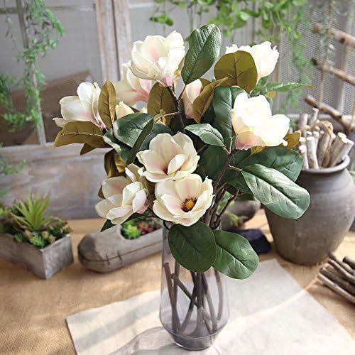 Allywit Artificial Magnolia Flowers, Fake Real Touch Magnolia Bouquet for Indoor Outdoor Wedding ... | Amazon (US)