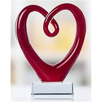 5'' Tall Art Glass Heart Sculpture Centerpiece Party Home Decoration Gift Art Style Valentines Day G | Amazon (US)