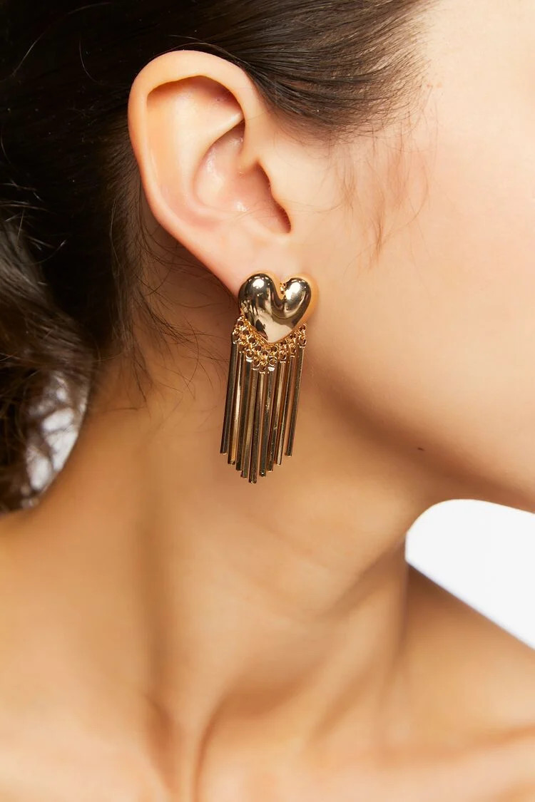 Heart Fringe Duster Earrings | Forever 21 (US)