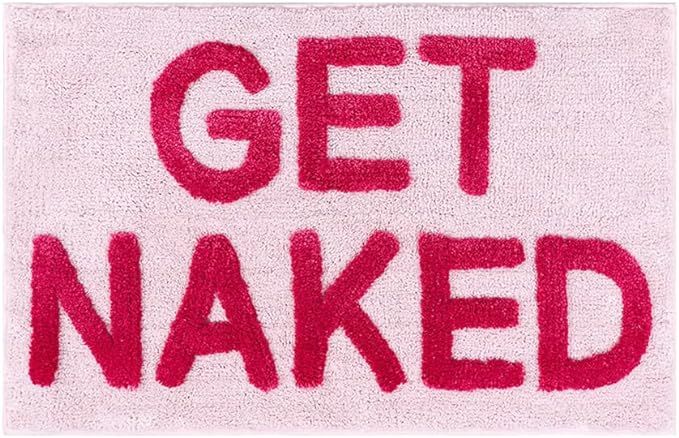 Get Naked Bath Mat Cute Bathroom Rugs Non Slip Microfiber Bath Rugs Funny Bathroom Decor Pink Bat... | Amazon (US)