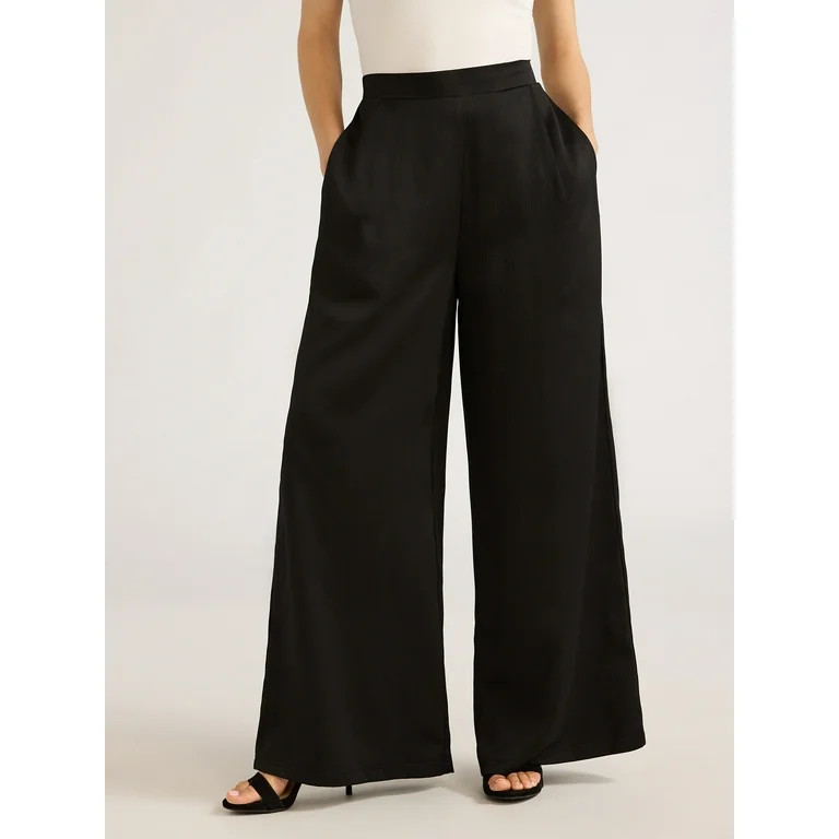 Sofia Jeans Women's Soft Pleat Wide Leg Pants, 30.5" Inseam, Sizes XS-XXL | Walmart (US)