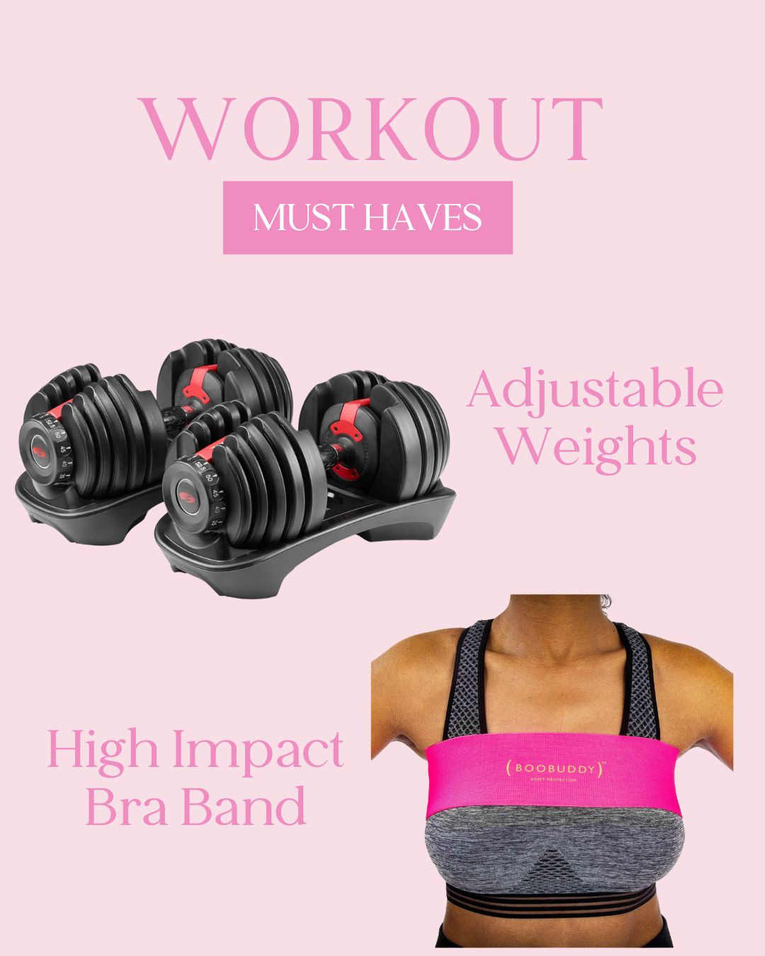 My workout must have essentials!   I use these adjustable weights and high impact bra band everyday!

workout equipment
workout essentials
fitness 
2025 fitness goals
weights for women
workout essentials 

 #LTKActive #LTKFitness