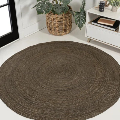 Marguise Braided Coastal Cottage Round Jute Brown Rug | Wayfair North America