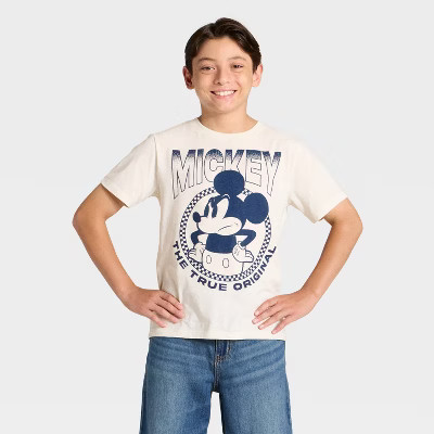 Boys' Mickey Mouse Short Sleeve Graphic T-Shirt - Off-White | Target