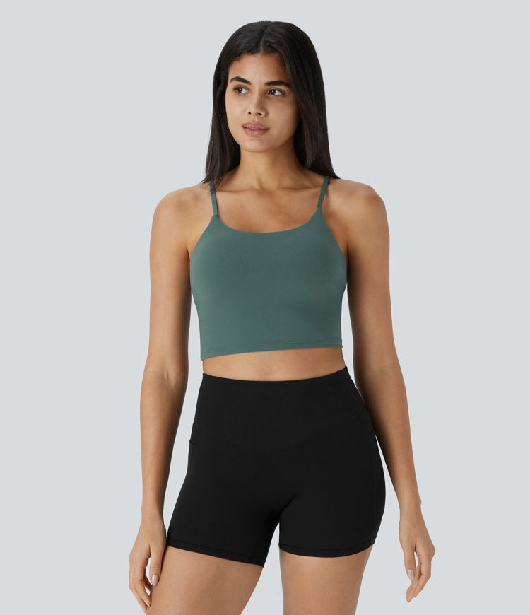 Basic Padded Workout Cropped Low Support Tank Top A-C Cups | HALARA