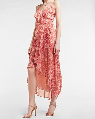 Paisley Ruffle Wrap Maxi Dress | Express