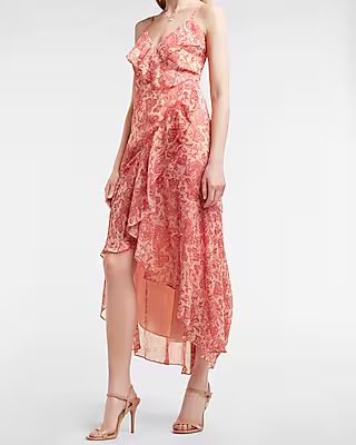 Paisley Ruffle Wrap Maxi Dress | Express