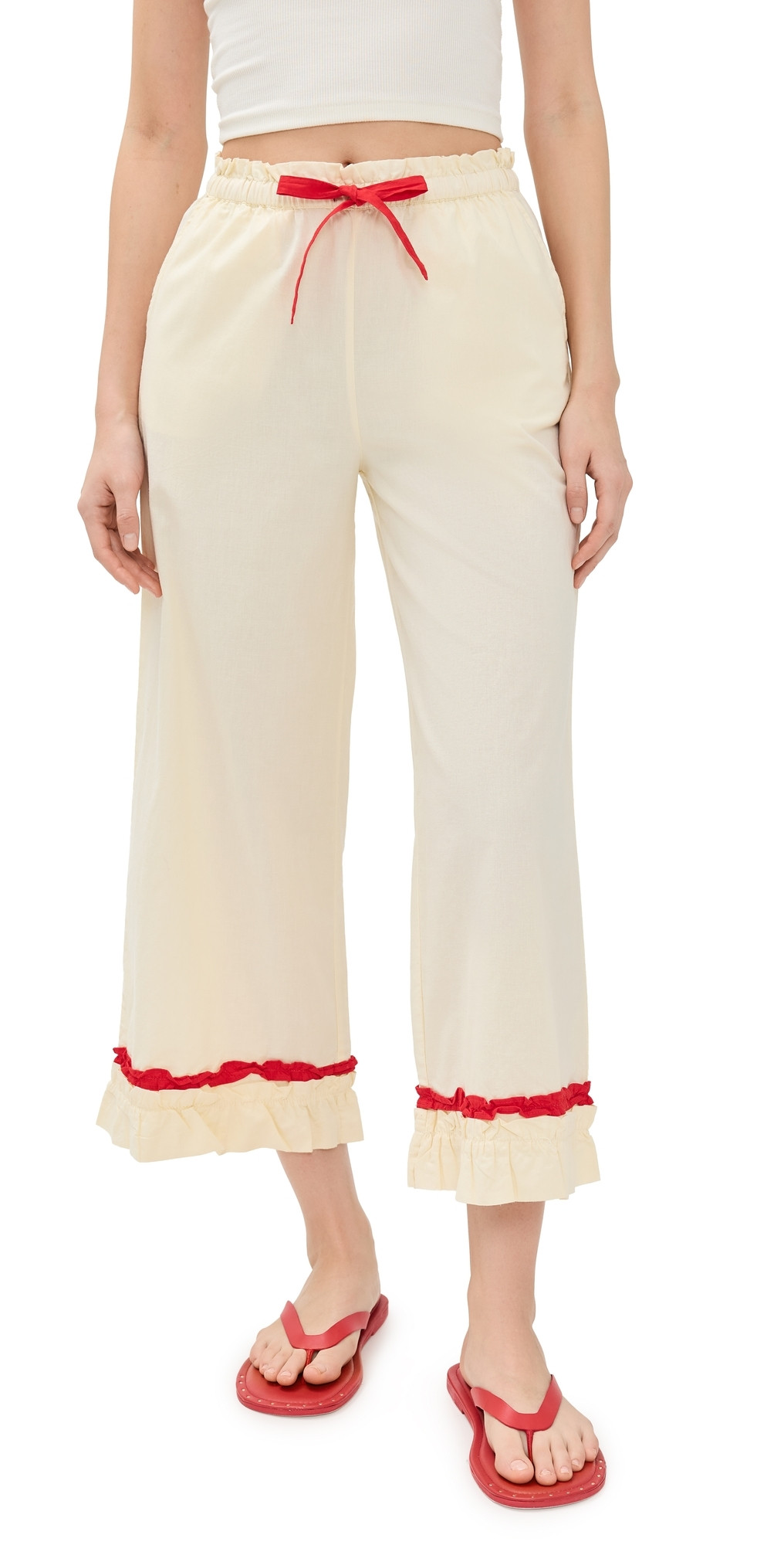 Damson Madder Tula Frilly Hem Trousers Butter/Red 14 | Shopbop