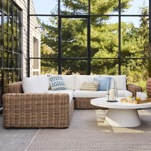 Westport Wicker Outdoor 3-Piece L-Shaped Sectional (108") | West Elm (US)