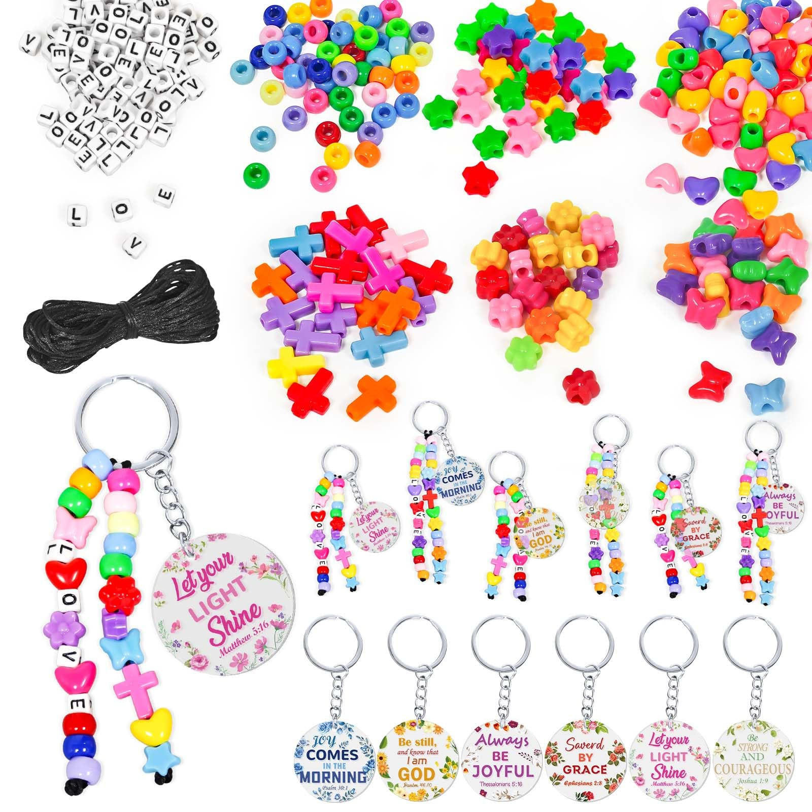 Cinrobiye 24 Set Christian Keychain Making Craft Kit, DIY Religious Bible Verse Keychains Inspira... | Amazon (US)
