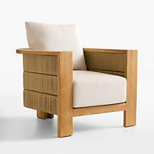 Bali Natural Teak Outdoor Lounge Chair with Nova Glow Sunbrella Cushions | Crate & Barrel | Crate & Barrel