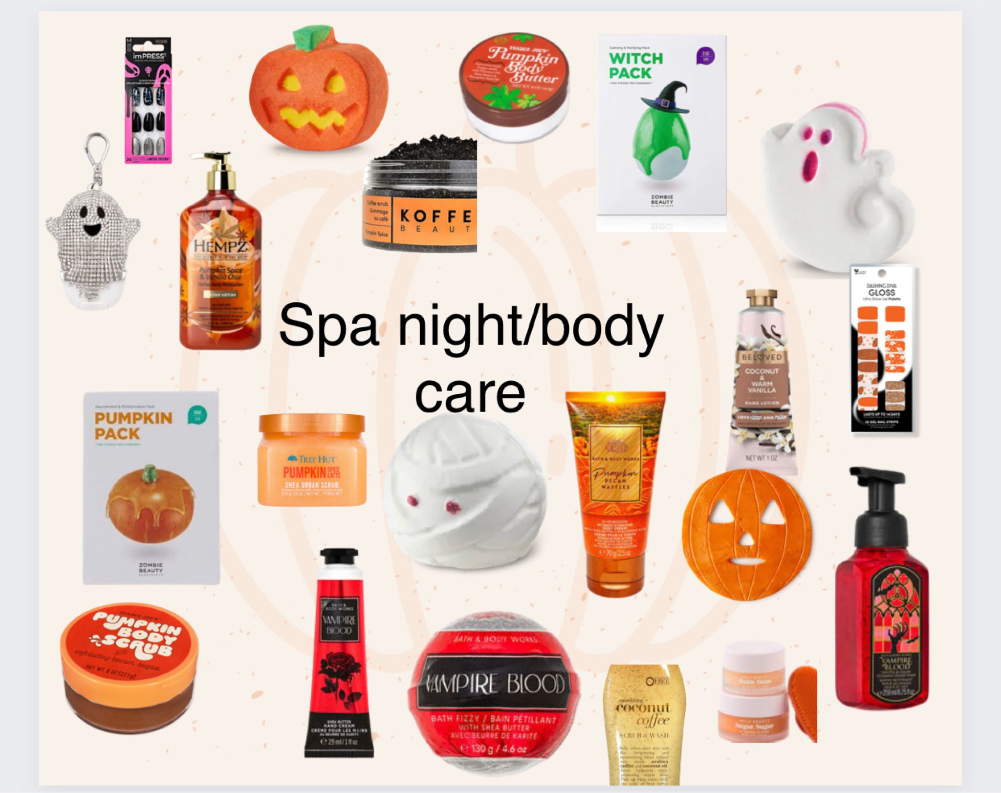 Spa night/ beauty and body products| Lush, trader Joes, bath and body works, Walmart, target, ulta

#LTKHalloween #LTKhome #LTKSeasonal