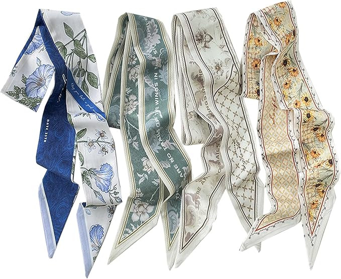 4 Packs Purse Scarf For Handbags Silk Head Handle Ribbon Scarfs For Hair Fashion Skinny Scarves F... | Amazon (US)