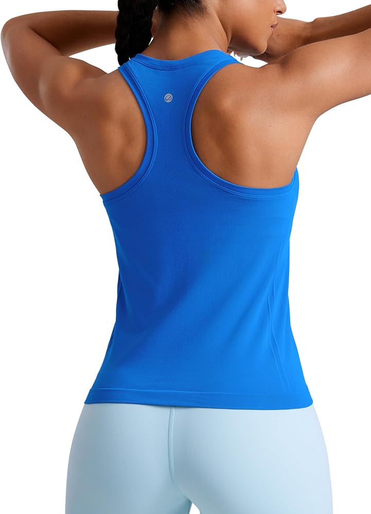 CRZ YOGA Seamless Racerback Tank Tops for Women - Gym Workout Athletic Running Sleeveless Shirts ... | Amazon (US)