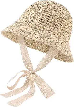 JANGANNSA Baby Girl Straw Hat Outdoor Baby Sun Protection Hats Summer Bowknot Beach Cap for Infan... | Amazon (US)
