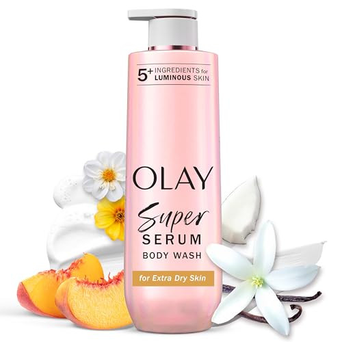 Olay Super Serum Body Wash for Extra Dry Skin, 24hr Long Lasting Rich Hydration, 5+ Ingredient Complex for Bright, Even, Firm, & Luminous Skin, with Collagen Peptide, Vitamin C & Shea Butter, 20 fl oz | Amazon (US)