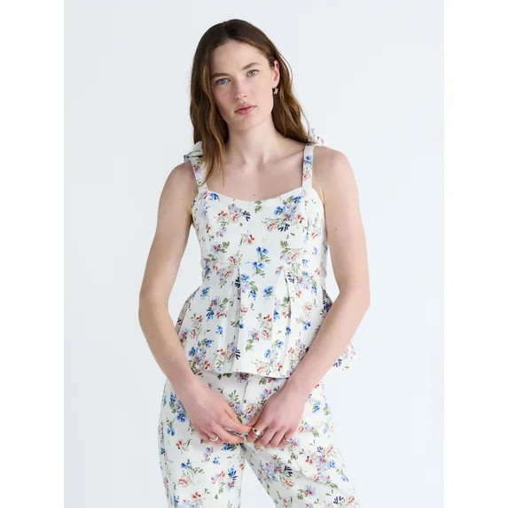 Free Assembly Women's Floral Sleeveless Peplum Top, Sizes XS-XXL | Walmart (US)